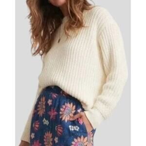 Marine Layer Sweater Oversized Crewneck Knit Merino Wool Blend Top Ivory NWT XL